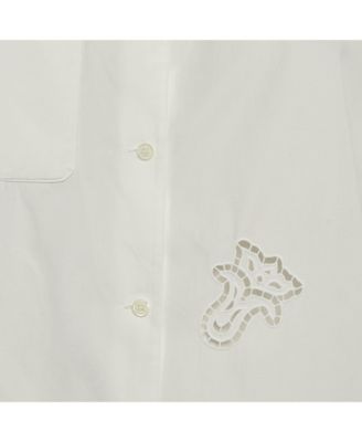 Women's White Cotton Poplin Short Sleeve Sangallo Shirt