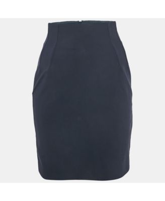Women's Navy Blue Cotton Blend Pencil Skirt
