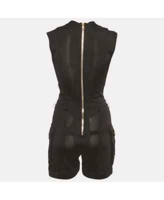 Women's Black Knit Lace-Up Jumpsuit