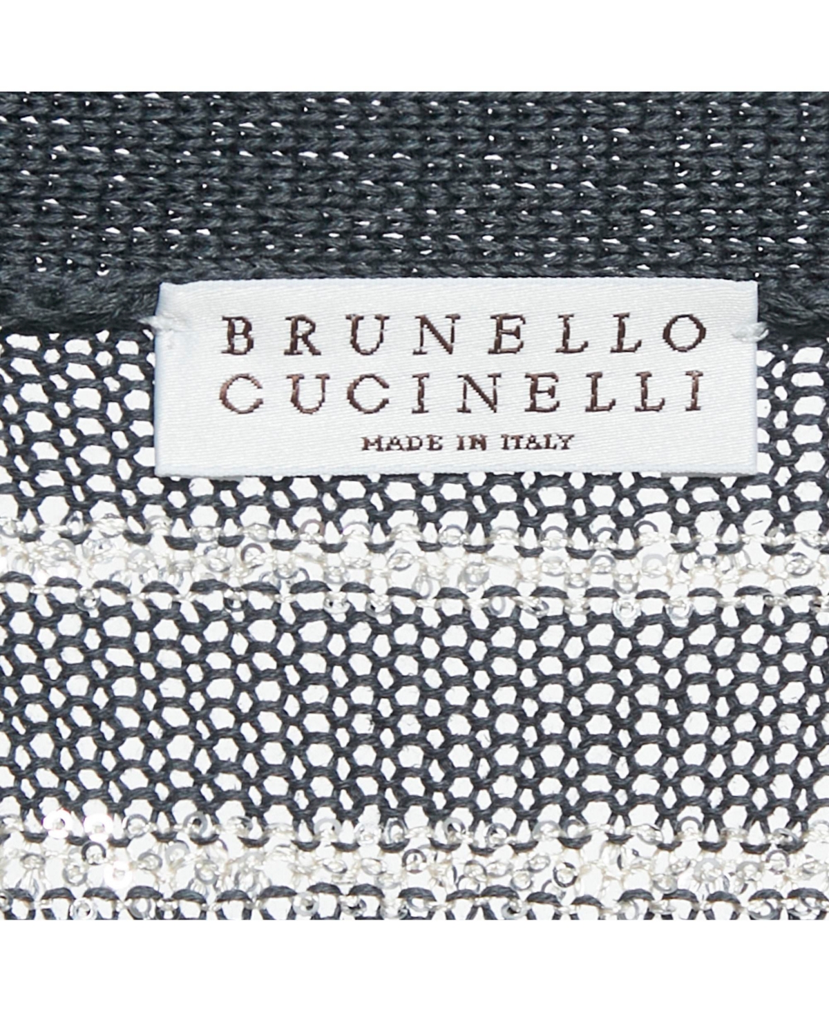 Pre-Owned Brunello Cucinelli Women's Grey Striped Cotton Sequin Long Cardigan