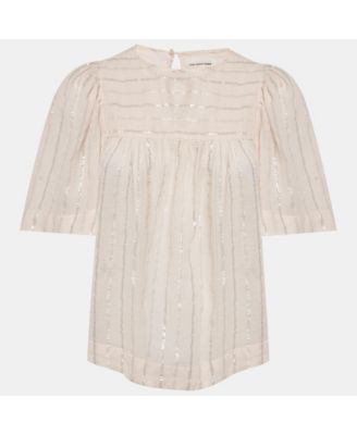 Women's Etoile Pink Lurex Striped Cotton Blouse