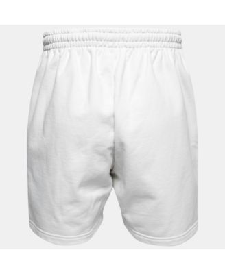 Men's White Logo Embroidered Cotton Shorts