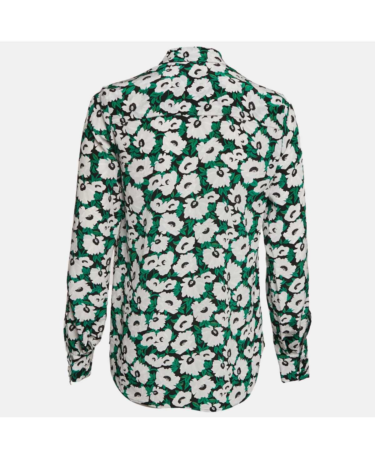 Pre-Owned Stella Mccartney Women's Green Floral Print Silk Long Sleeve Shirt