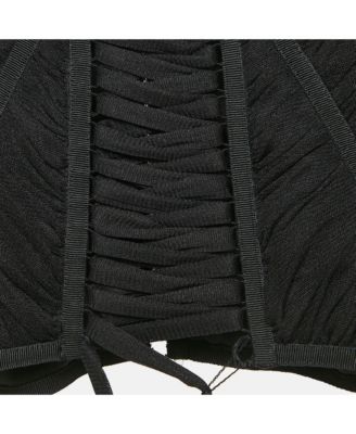 Women's Black Tulle Lace-Up Corset Top