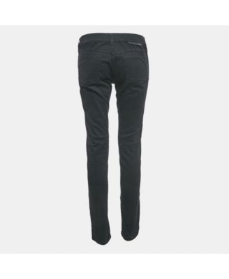 Women's Black/blue Denim And Velvet Jeans