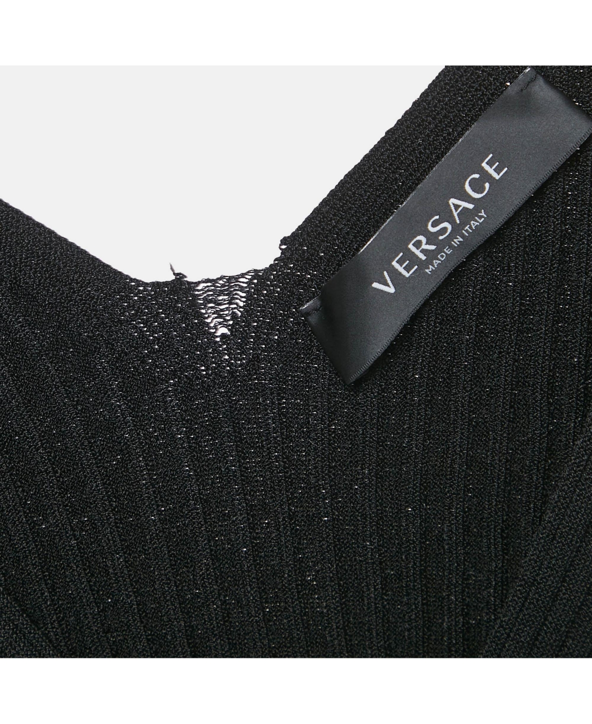 Pre-Owned Versace Women's Black Rib Knit Medusa Detail Tank Top