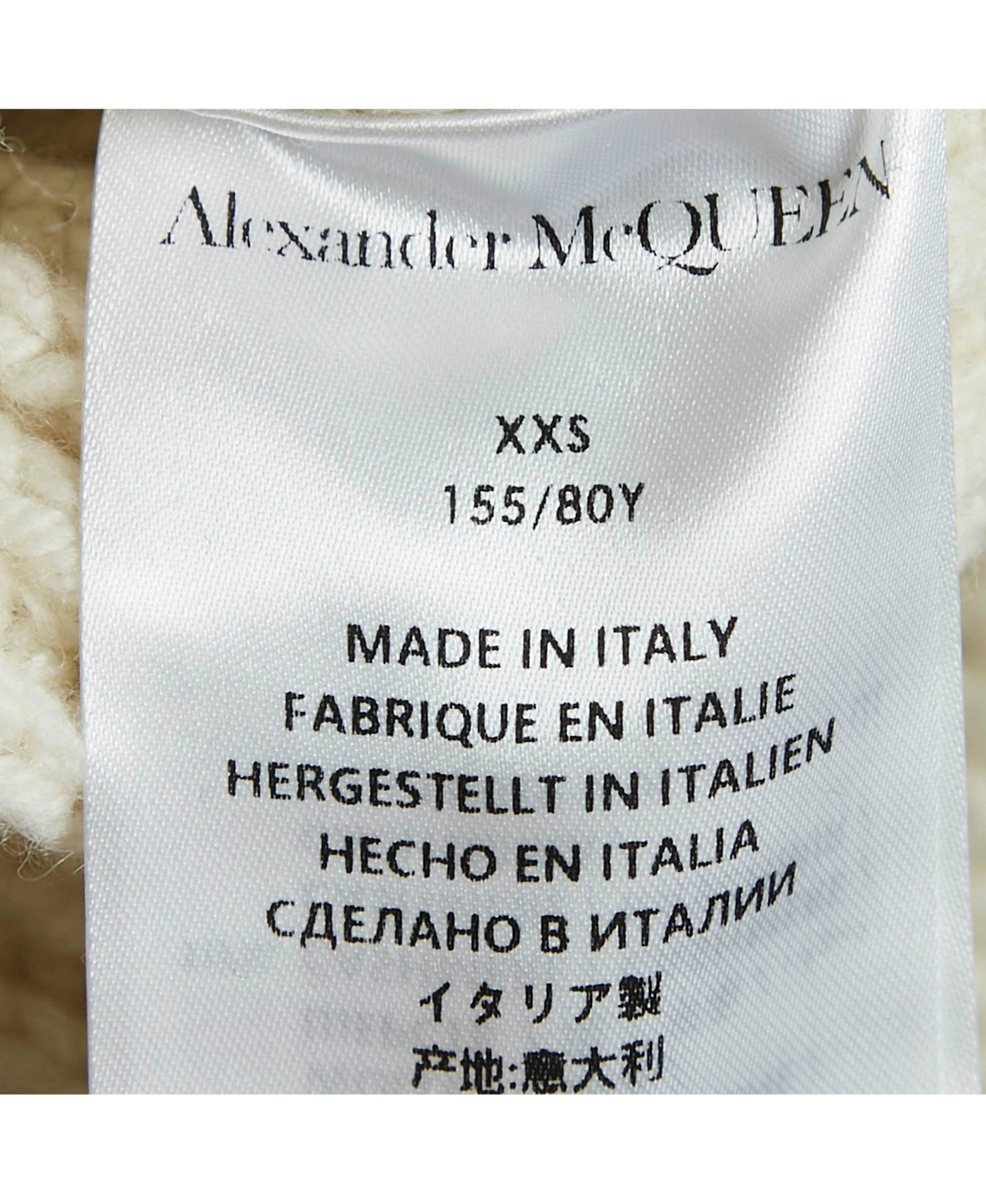 Pre-Owned Alexander Mcqueen Women's White Argyle Intarsia Rib Knit Sweater