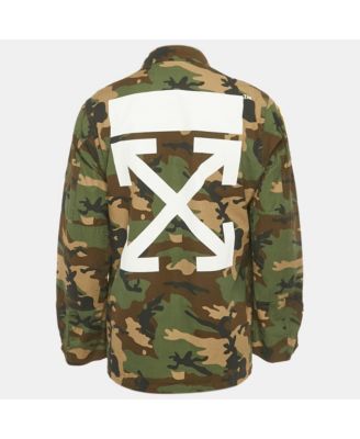 Men's Green Camouflage Print Patch Detail Utility Jacket