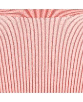 Women's Red Knit Slit Midi Skirt