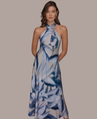 Women's Halter Neck A-Line Midi Dress