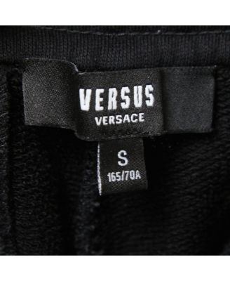 Women's Pre-Owned Versus Versace Black Logo Print Cotton Side Zip Detailed Joggers