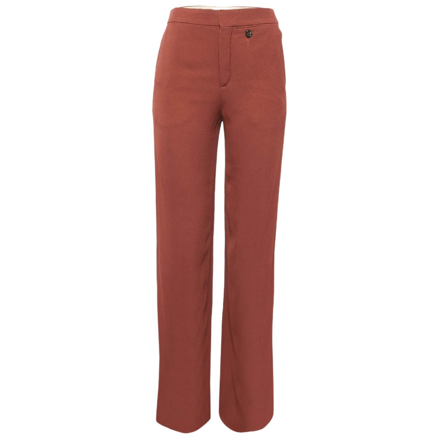 Women's Brown Crepe Wide Leg Trousers