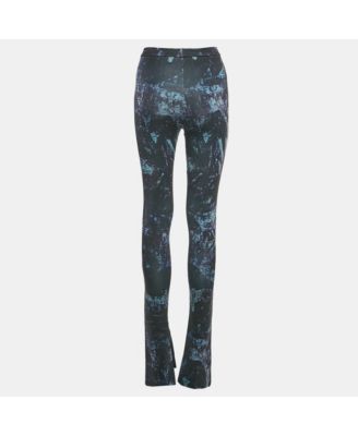 Women's Black Abstract Print Jersey Flared Leggings