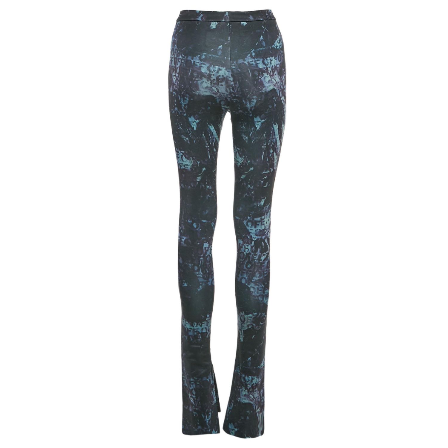 Women's Black Abstract Print Jersey Flared Leggings