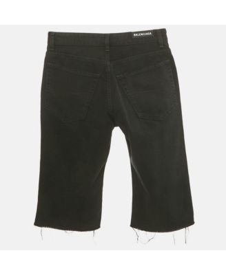 Men's Unisex Black Denim Raw Edge Shorts