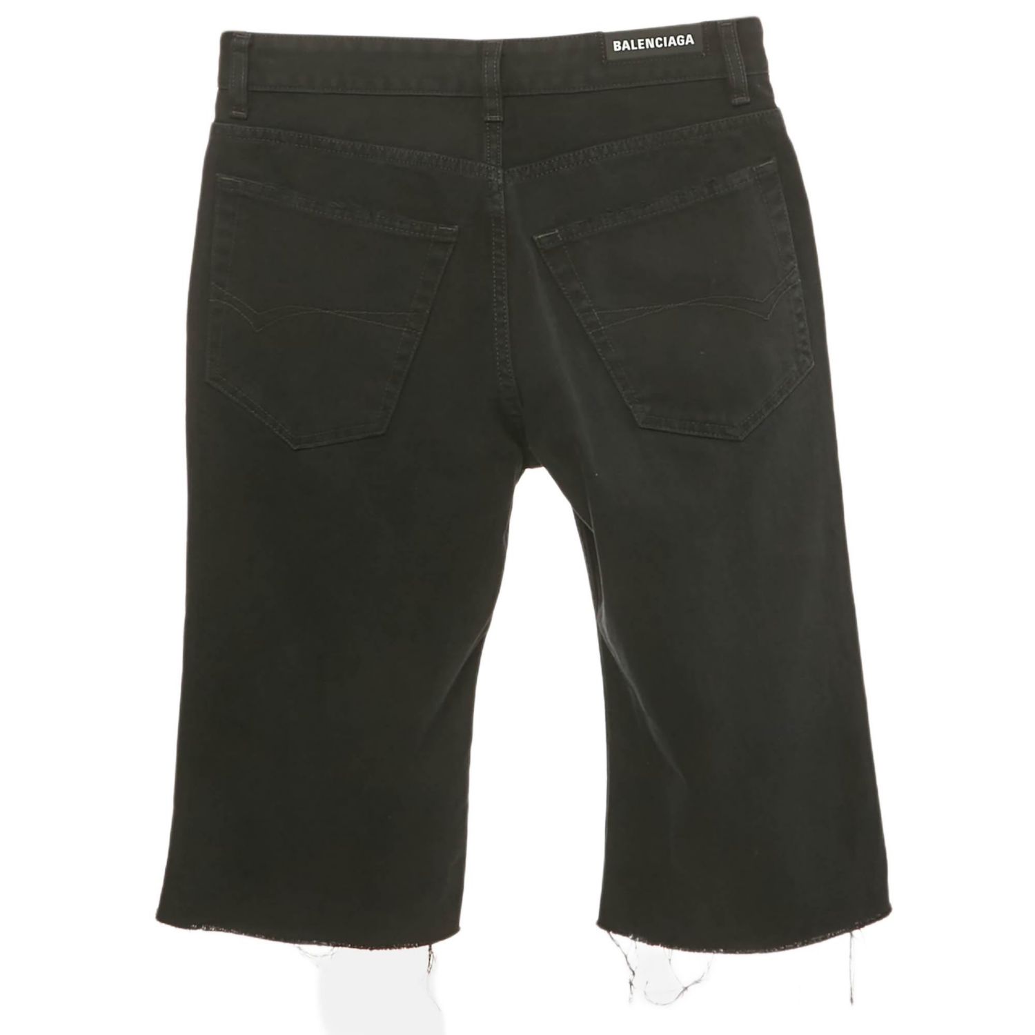 Men's Unisex Black Denim Raw Edge Shorts