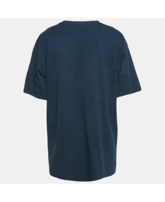 Men's Navy Blue Logo Embroidered Cotton T-Shirt