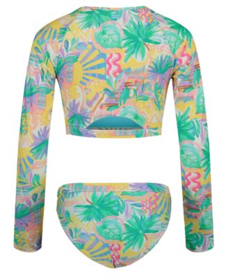 Girls' 7-16 Swimsuit Printed Rash Guard and Bottom, 2-Piece Set