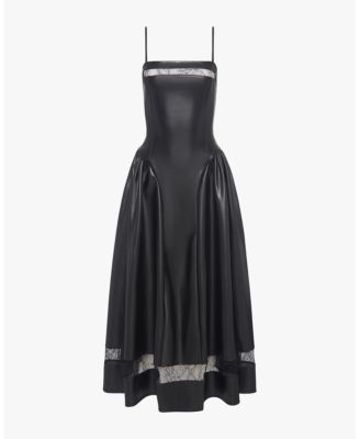 Women's Lace Panel Corset Midi Dress