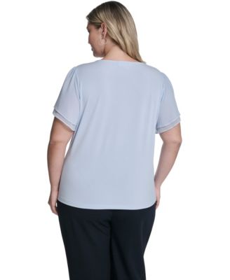 Plus Size V-Neck Pull-On Top