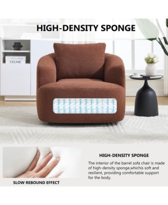 Boyelliving Mid-Century Modern Accent Chair, Armchair Living Room Chair, Comfy Single Sofa Chair, Polyester Fabric Chair for Living Room