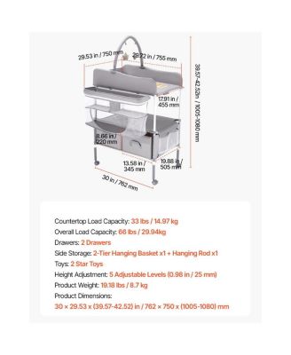 Foldable Baby Diaper Changing Station with Storage Drawers