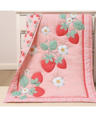Crib Bedding Set for Baby Girls, Strawberry Sweet, 3 Pieces