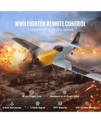 RC Plane, 2.4GHz 3-Channel Fighter Airplane with 6-Axis Gyro, 2 Batteries, Ready-to-Fly Glider for Adults & Kids Beginners