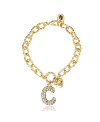Pave Initial Charm Bracelet - 7.5'' Gold Tone Link