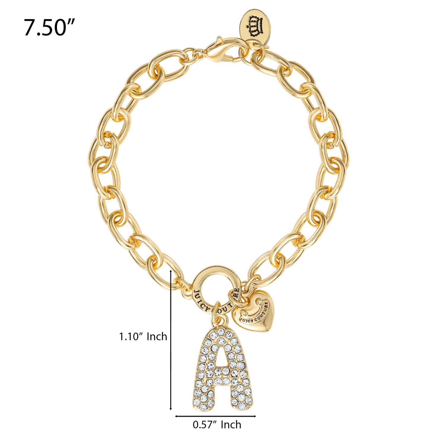 PavÃ© Initial Charm Bracelet - 7.5'' Tone Link