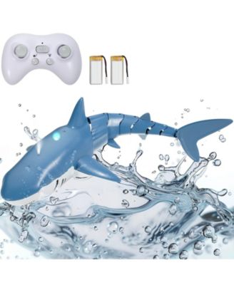 Remote Control Shark Toy, 2.4GHz Realistic RC Shark with Lights, Spray & 2 Batteries for Pool or Bath, Fun Toy for Kids 6