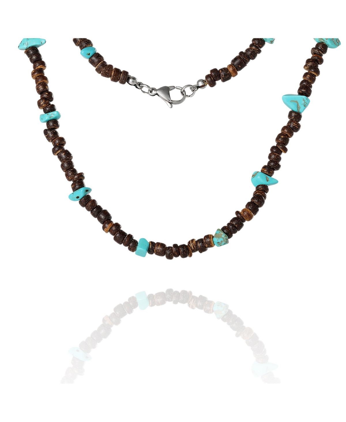 Lucky Brand Men s Wood & Turquoise Beaded 22'' Necklace, Heishi and Turquoise Beads