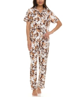 Women's Gabriella Printed Notch Collar and Long Pant Set
