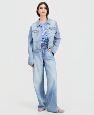 Juniors' Stitch Floral Graphic T-Shirt