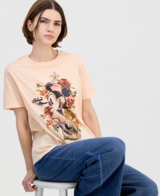 Juniors' Minnie Mouse Floral Graphic T-Shirt