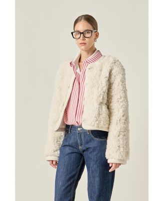 Women's Knit Trim Teddy Jacket