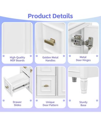 Bathroom Vanity with Sink Flip Drawer Two Drawers Adjustable Shelf