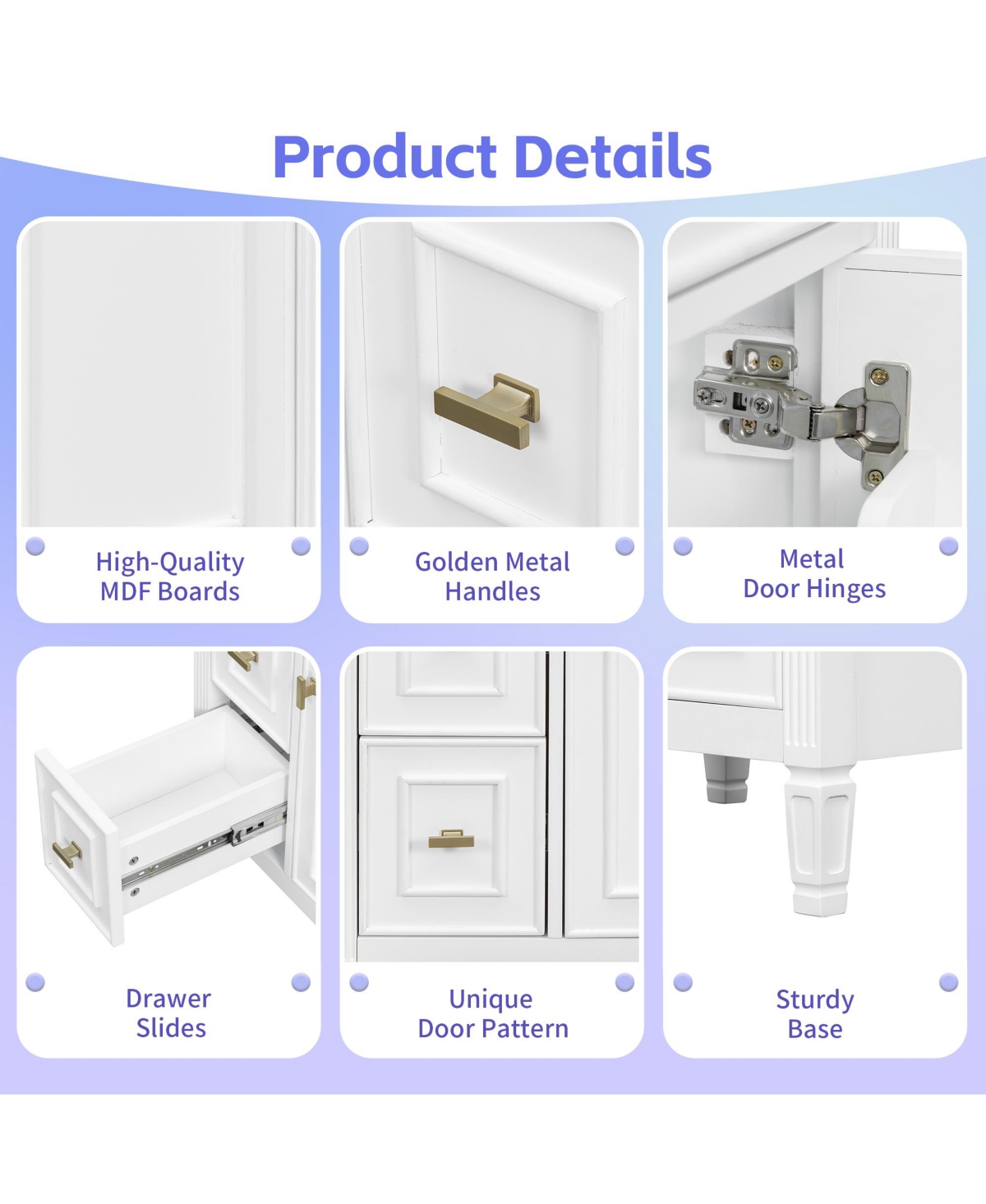 Casainc Bathroom Vanity with Sink Flip Drawer Two Drawers Adjustable Shelf