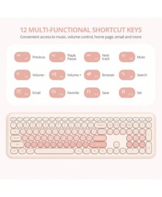 Colorful Typewriter-Style Wireless Keyboard and Mouse Combo – Slim, Low-Noise Full-Size Set for Windows PC & Laptop – Orange