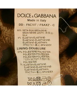 Women's Brown Leopard & Rose Print Silk Mini Dress