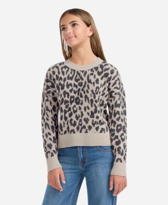 Girls' Leopard Crew Sweater