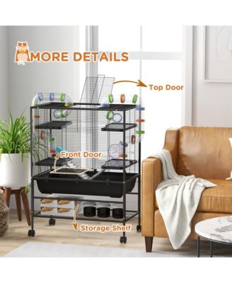 Large Hamster Cage Rat Cage on Wheels w/ Storage Shelf, Tubes