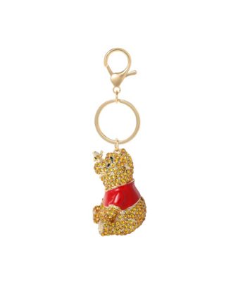 Gold Tone With Red Enamel , Winnie The Pooh Crystal Keychain