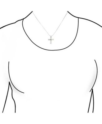 Religious Mother Of Pearl MOP Cross Pendant Necklace Rhodium Plated Brass Snake Chain Included