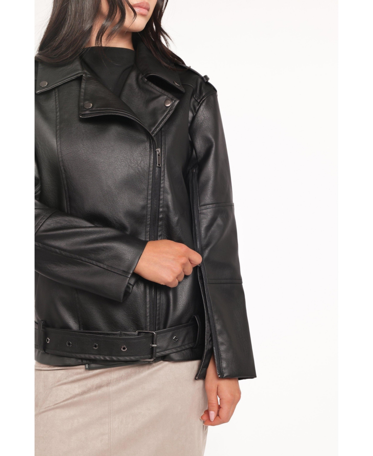 Petal and Pup Women's Parsons Oversized Faux Leather Moto Jacket