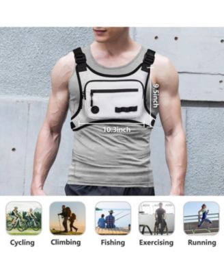 Lightweight Running Chest Pack: Outdoor Sports Vest Bag with Phone Holder for Cycling, Hiking, Workout, Skiing - Men & Women (Crystal White)