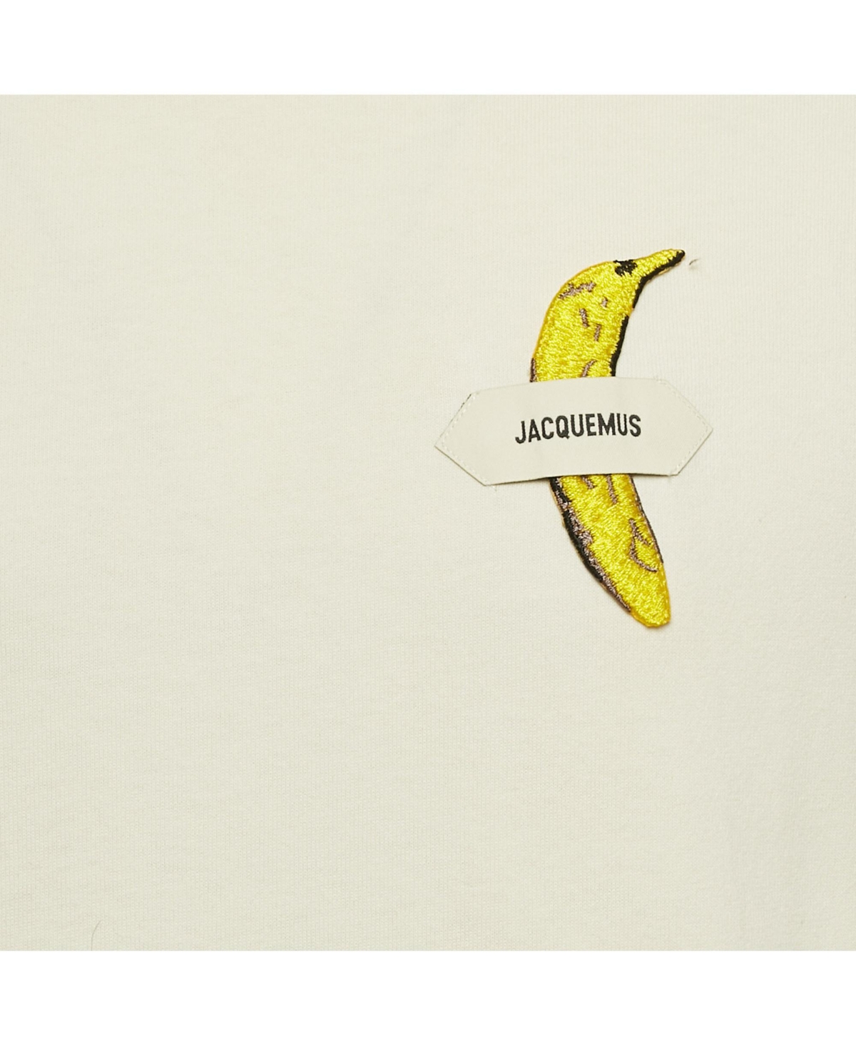 Pre-Owned Jacquemus Men's Off-White Cotton Banana Patch Detail Crew Neck T-Shirt