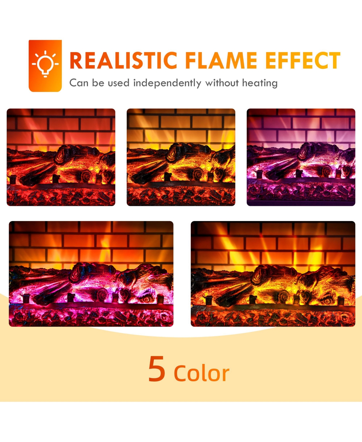 Homcom Infra Electric Fireplace Heater for Indoor, 1500W,