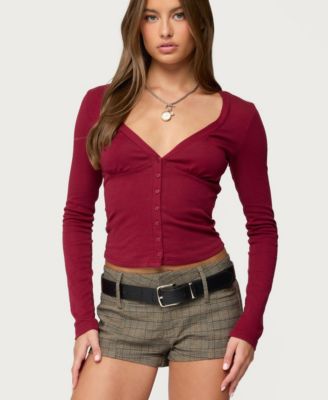 Women's Charla V Neck Button Up Top