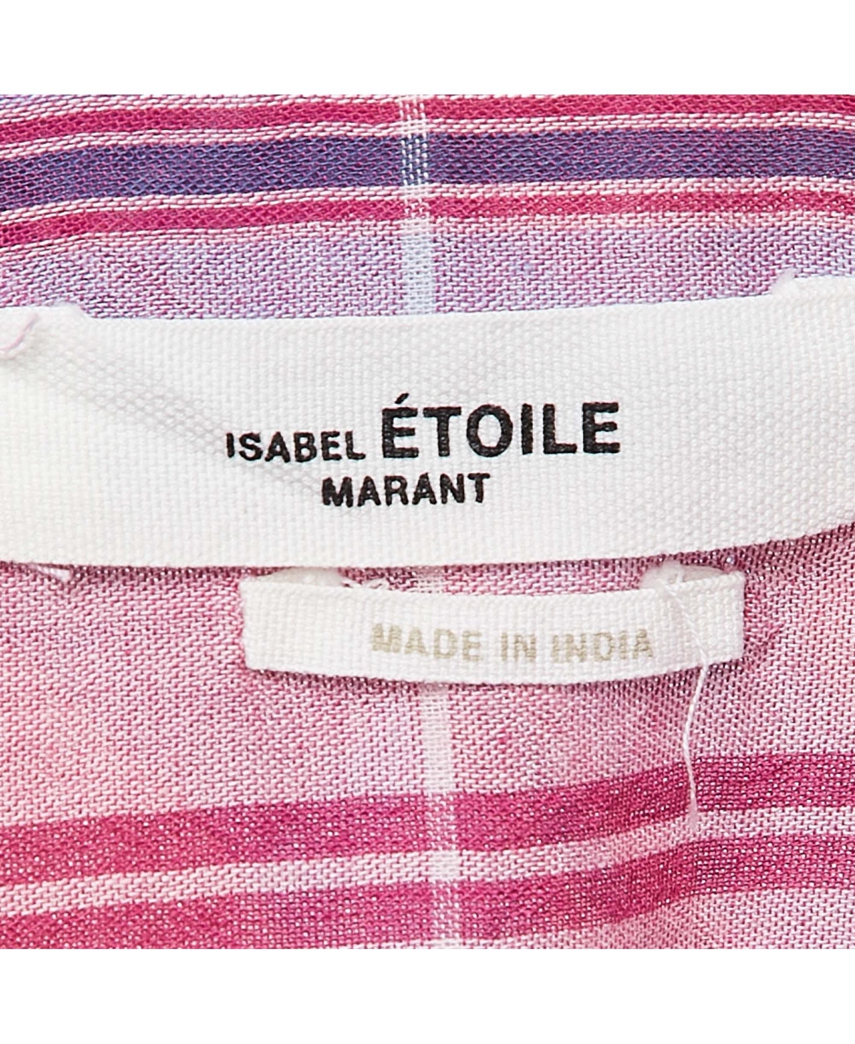 Pre-Owned Isabel Marant Women's Etoile Pink Plaid Cotton Puff Sleeve Bethany Shirt